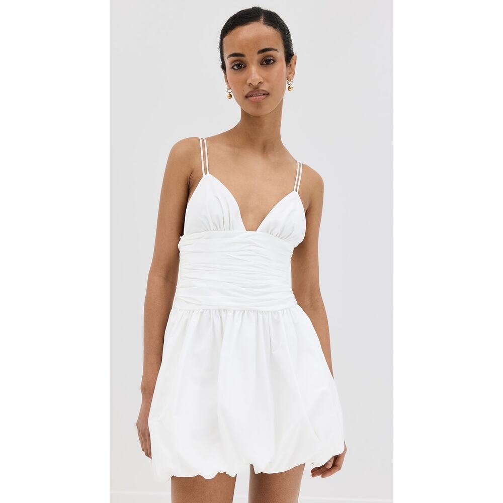 STAUD Loren Mini Bubble Dress in White